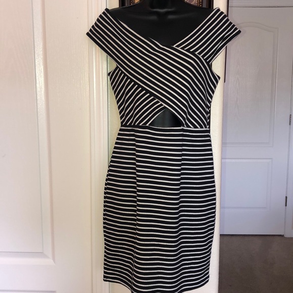 Dresses & Skirts - Black & White Striped Bodycon Dress